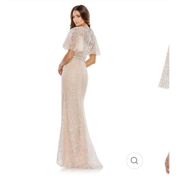 Mac Duggal Butterfly Sleeve Trumpet Evening Gown Dress Pink Sz 4 $598 prom bride - Picture 3 of 11
